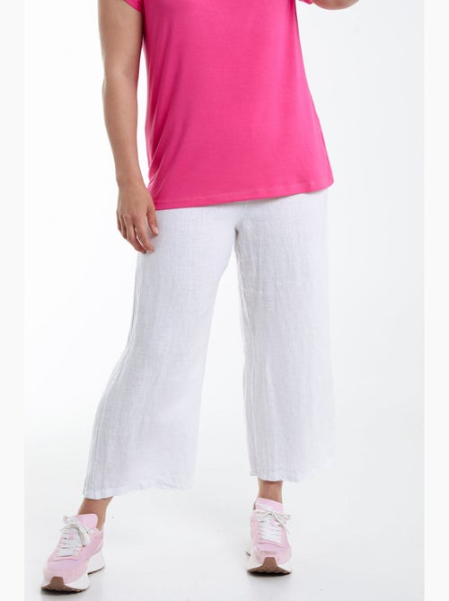 Pantacourt 7/8 large uni en lin PAPRIKA - Kiabi