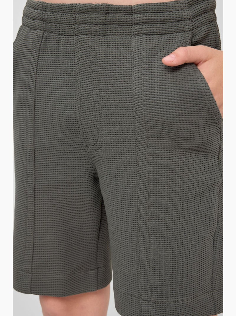 Pantacourt à enfiler en mélange de coton tommy Kaki - Kiabi