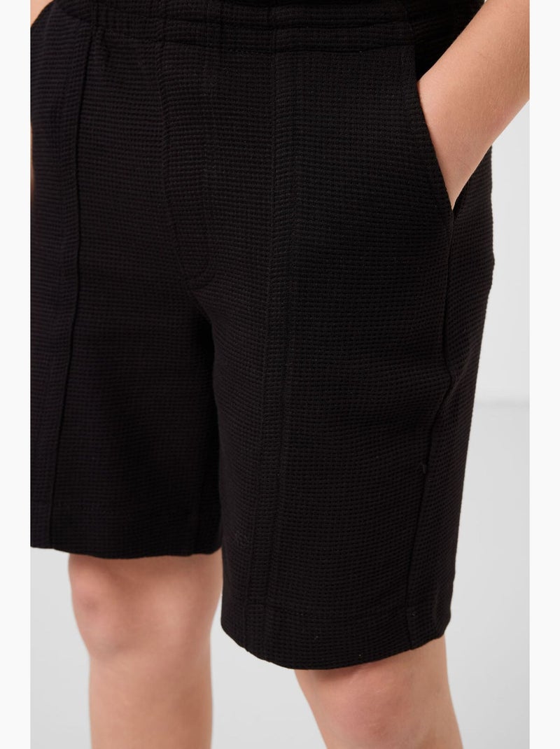 Pantacourt à enfiler en mélange de coton tommy Noir - Kiabi