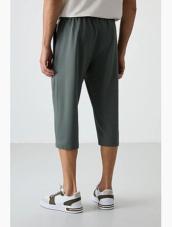 Pantacourt à taille mi-haute et jambe large tommy