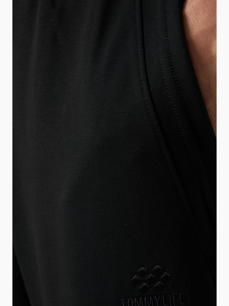 Pantacourt à taille mi-haute et jambe large tommy Noir - Kiabi
