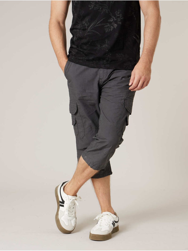 Pantacourt cargo homme en 100% coton 'Deeluxe' gris anthracite - Kiabi