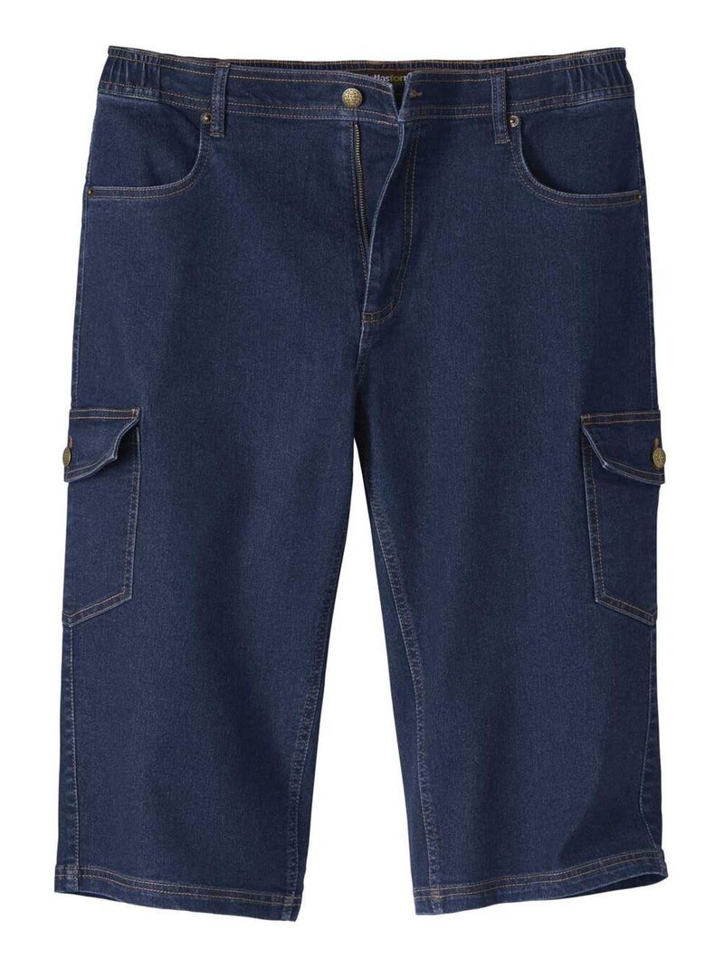 Pantacourt Cargo Jean Stretch Confort  - Atlas For Men Bleu foncé - Kiabi