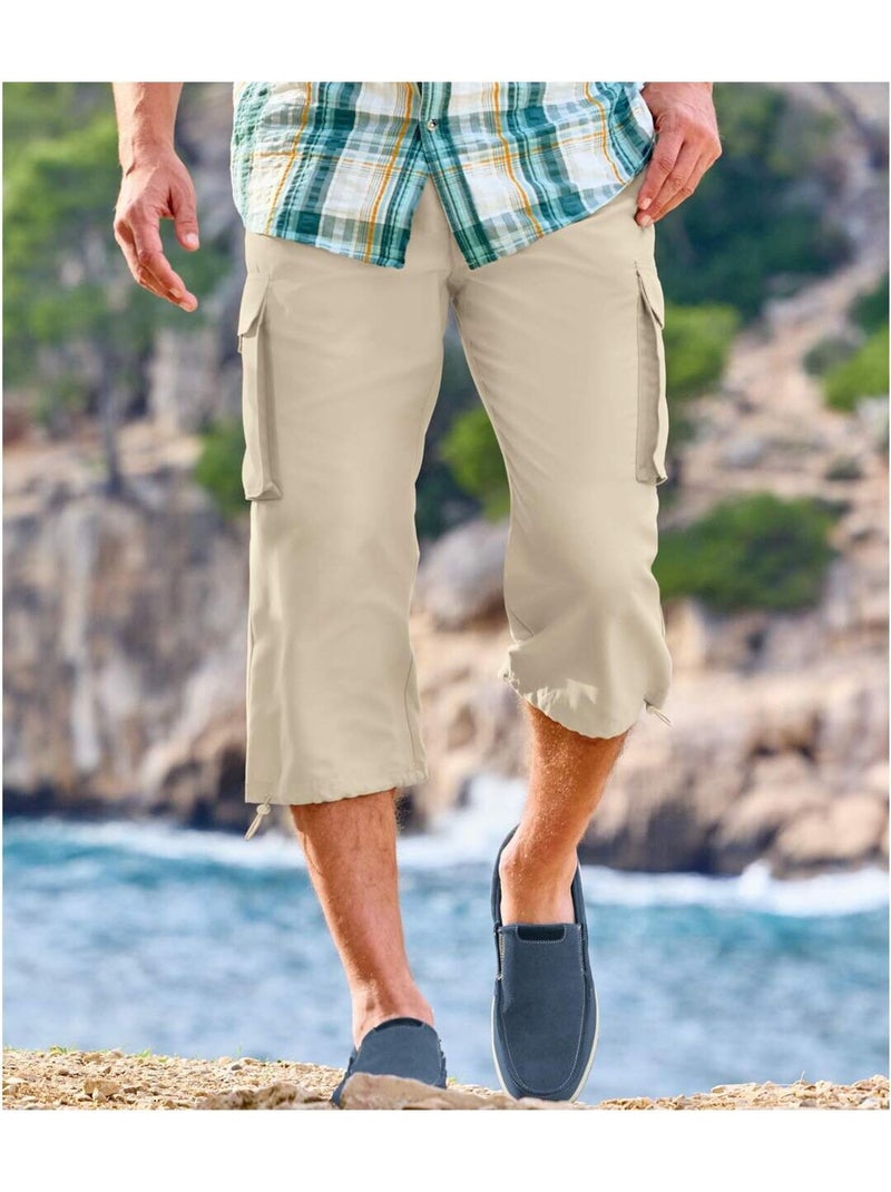 Pantacourt Cargo Microfibre   - ATLAS FOR MEN Beige - Kiabi