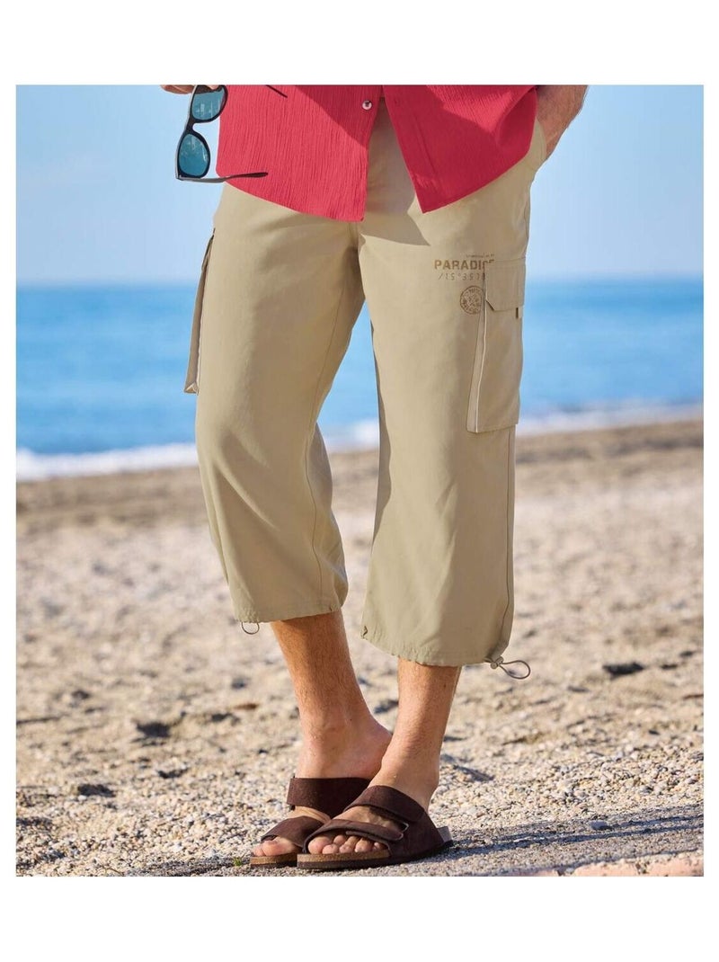 Pantacourt Cargo Microfibre Paradise   - ATLAS FOR MEN Beige - Kiabi