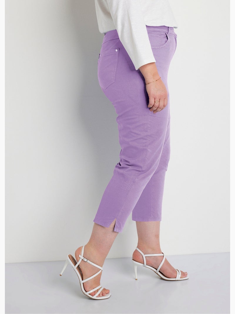 Pantacourt ceinture élastiquée 5 poches - Afibel Violet - Kiabi