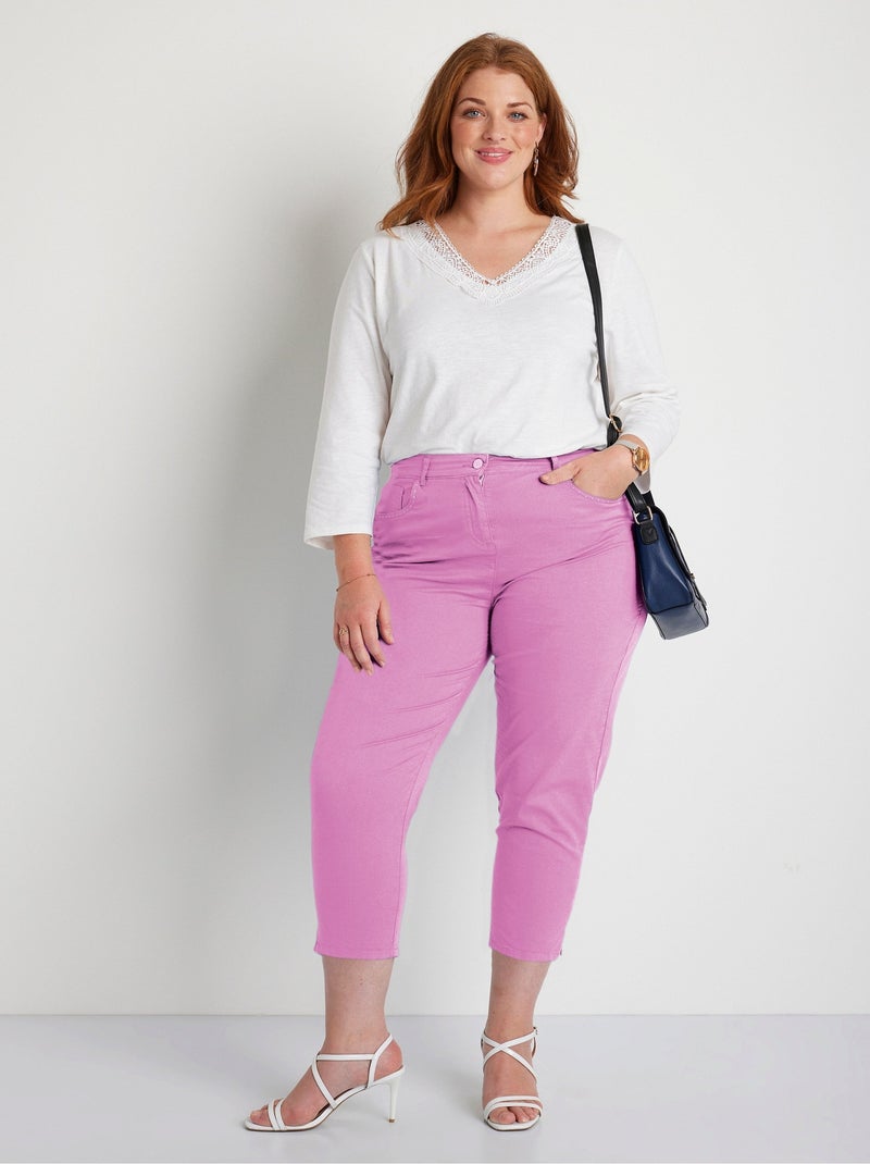 Pantacourt ceinture élastiquée 5 poches Mauve lilas - Kiabi
