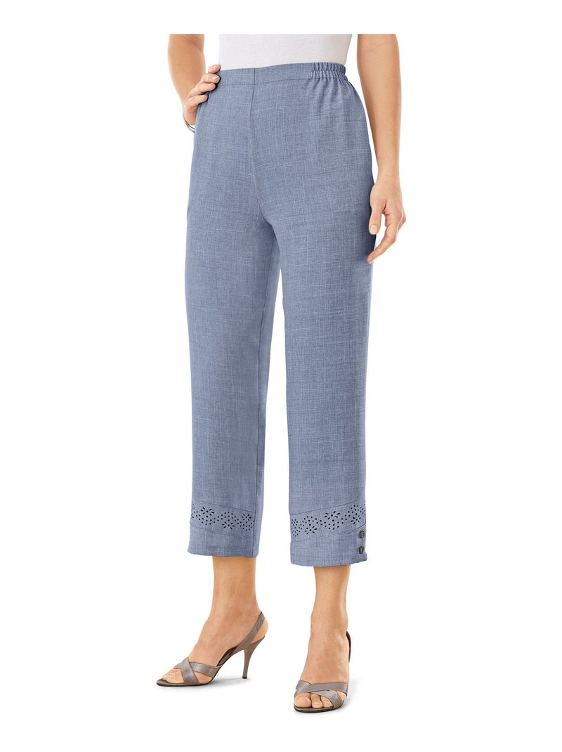 Pantacourt ceinture élastiquée ajouré Bleu - Kiabi