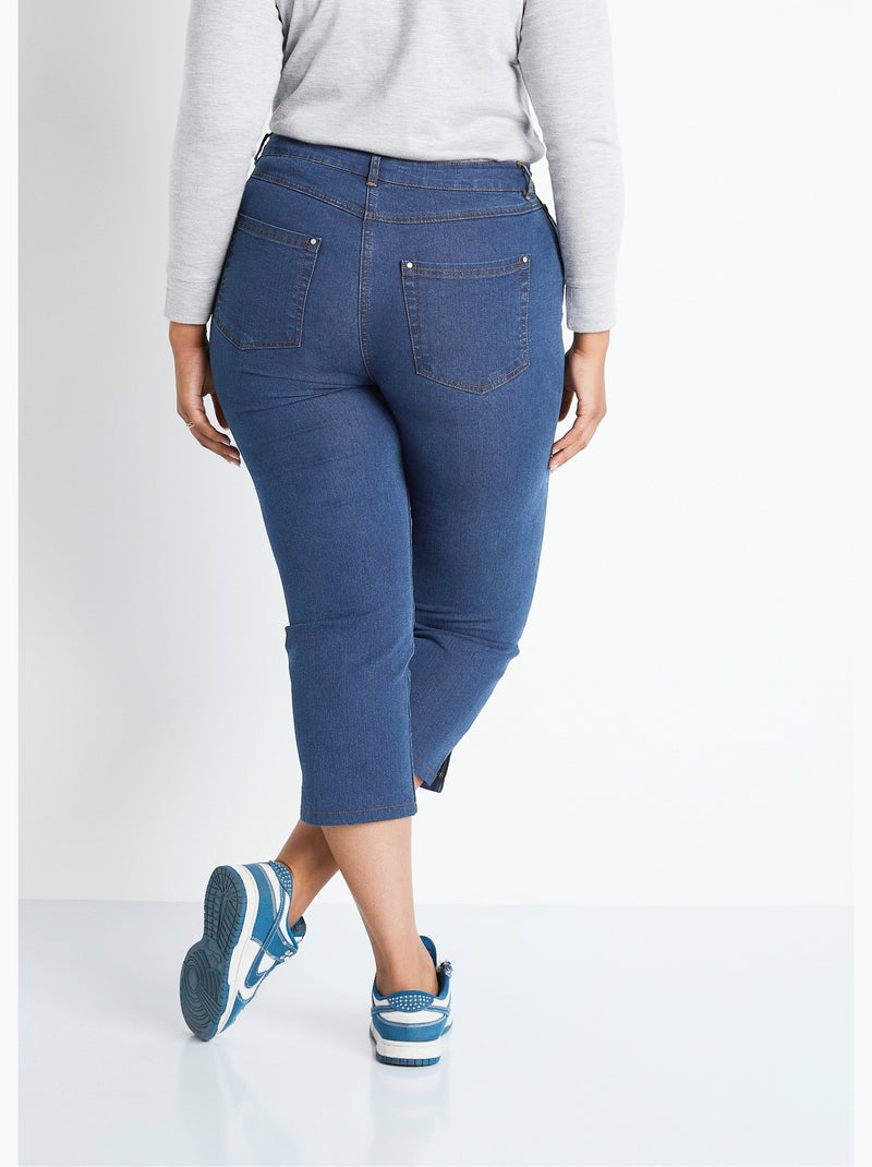 Pantacourt ceinture extensible en jean - Afibel Bleu - Kiabi