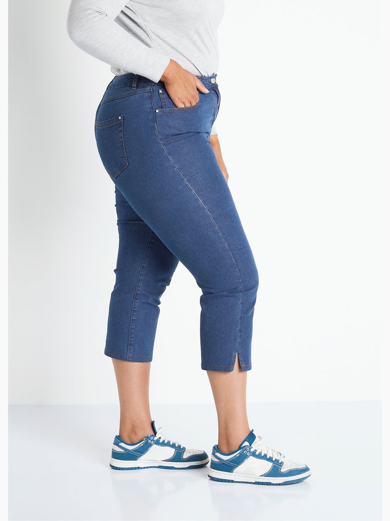 Pantacourt ceinture extensible en jean - Afibel Bleu - Kiabi