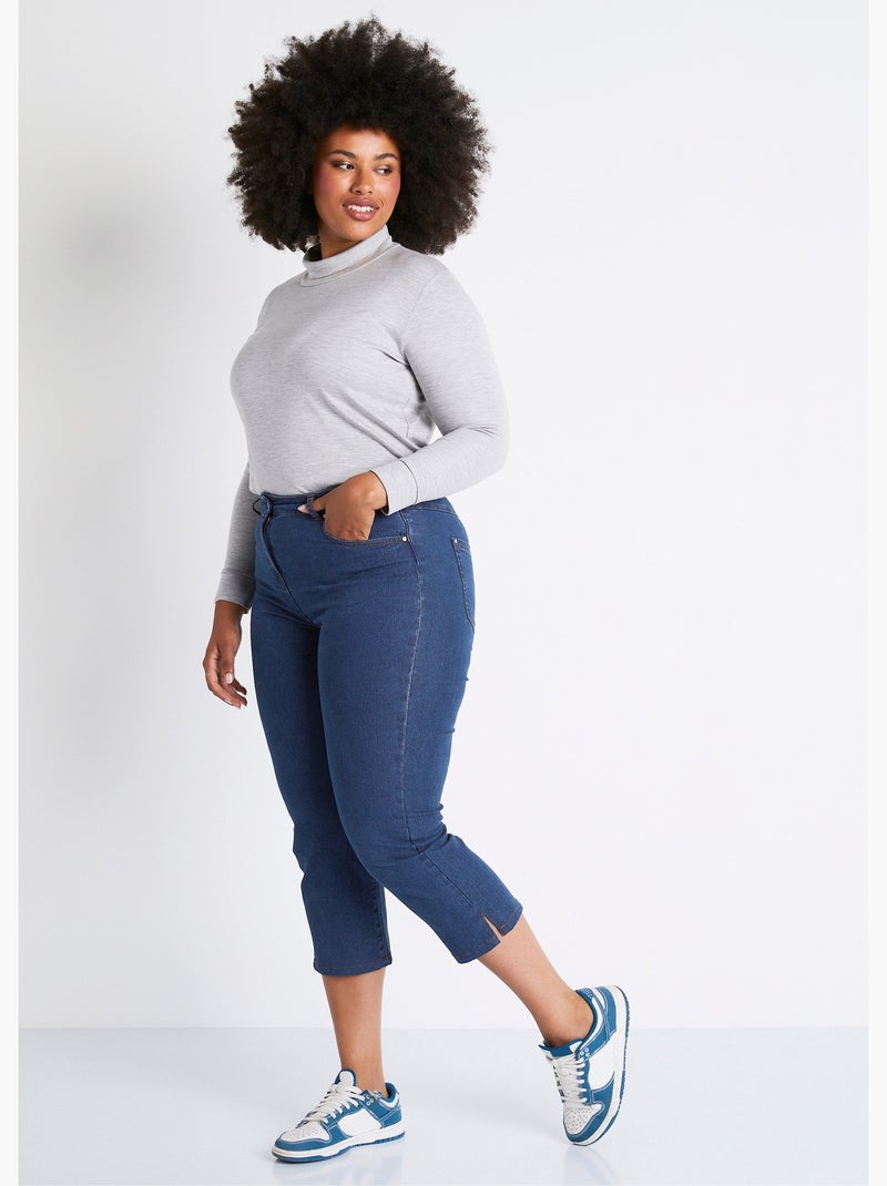 Pantacourt ceinture extensible en jean - Afibel Bleu - Kiabi