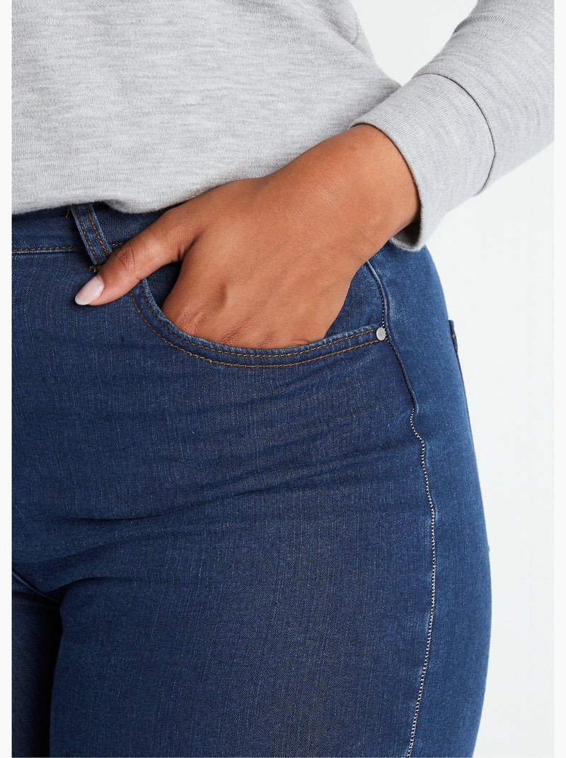 Pantacourt ceinture extensible en jean - Afibel Bleu - Kiabi