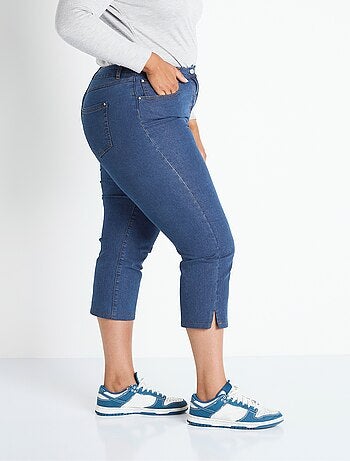 Pantacourt ceinture extensible en jean