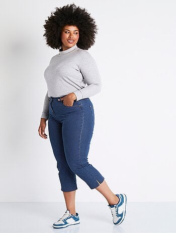 Pantacourt ceinture extensible en jean