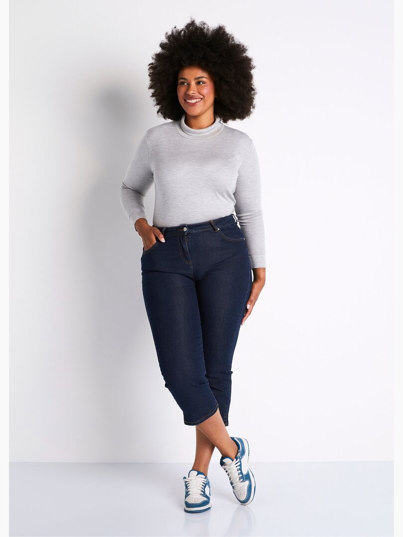 Afibel Pantacourt Jean Ceinture Extensible – Confort Absolu & Coupe Droite Flatteuse Toutes Tailles
