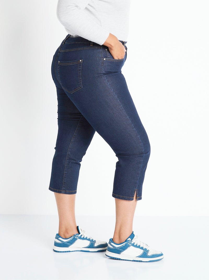Pantacourt ceinture extensible en jean Indigo - Kiabi