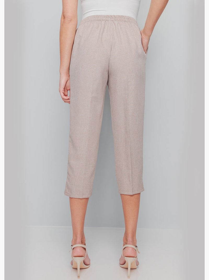 Pantacourt ceinture semi élastiquée - Afibel Beige - Kiabi