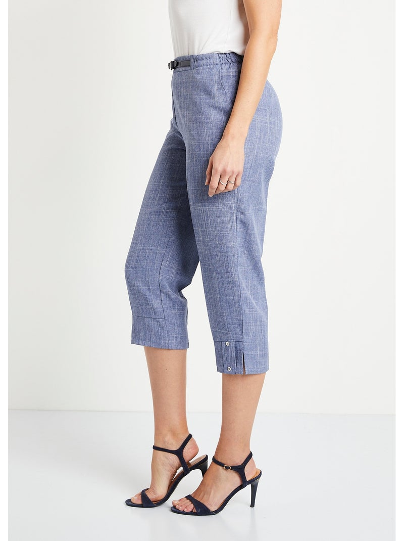 Pantacourt ceinture semi élastiquée - Afibel Bleu - Kiabi