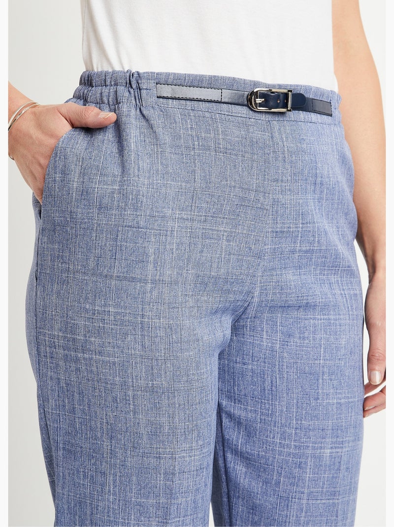 Pantacourt ceinture semi élastiquée - Afibel Bleu - Kiabi