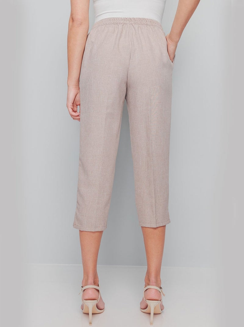 Pantacourt ceinture semi élastiquée Beige - Kiabi