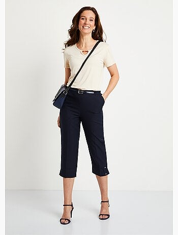 Pantacourt ceinture semi élastiquée