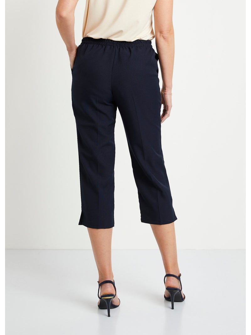 Pantacourt ceinture semi élastiquée Bleu marine - Kiabi