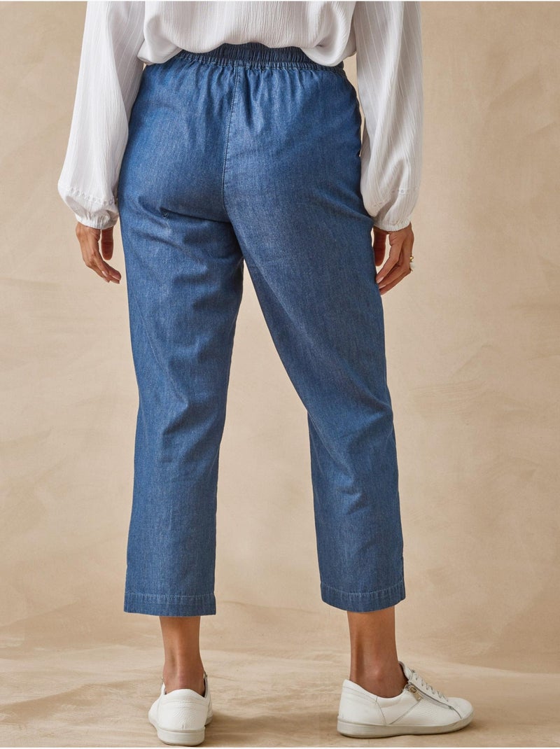 Pantacourt chambray élastiqué - DAXON Bleu - Kiabi
