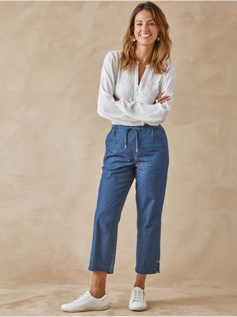 Pantacourt chambray élastiqué - DAXON Bleu - Kiabi