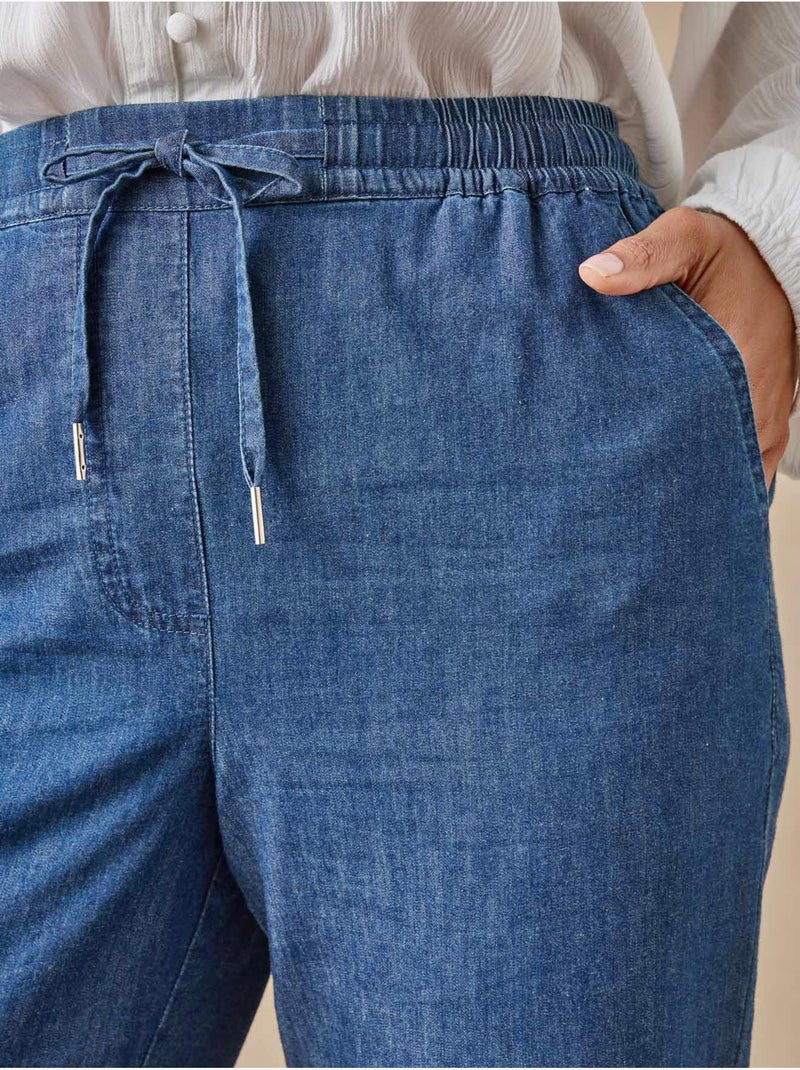 Pantacourt chambray élastiqué - DAXON Bleu - Kiabi