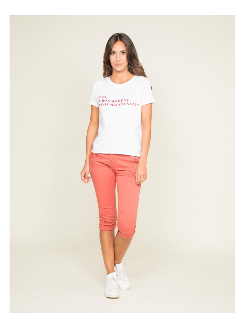 Pantacourt chino XELENA Orange corail - Kiabi