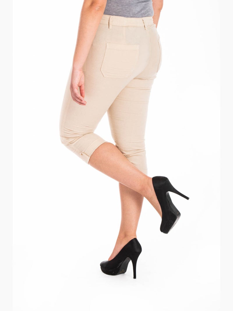 Pantacourt coton lin mélangé OBP16 'OBER' Beige - Kiabi