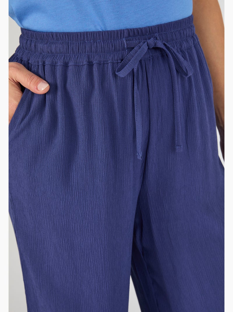 Pantacourt crépon enfilable - Damart Bleu - Kiabi