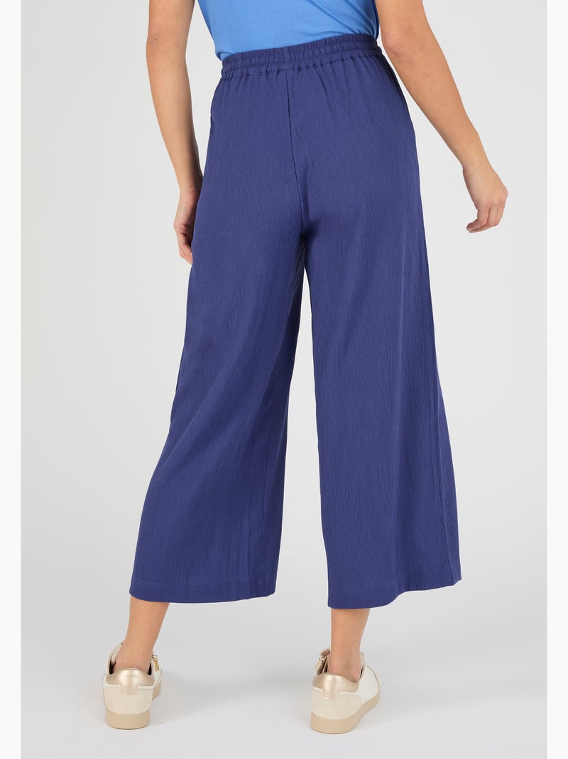 Pantacourt crépon enfilable - Damart Bleu - Kiabi