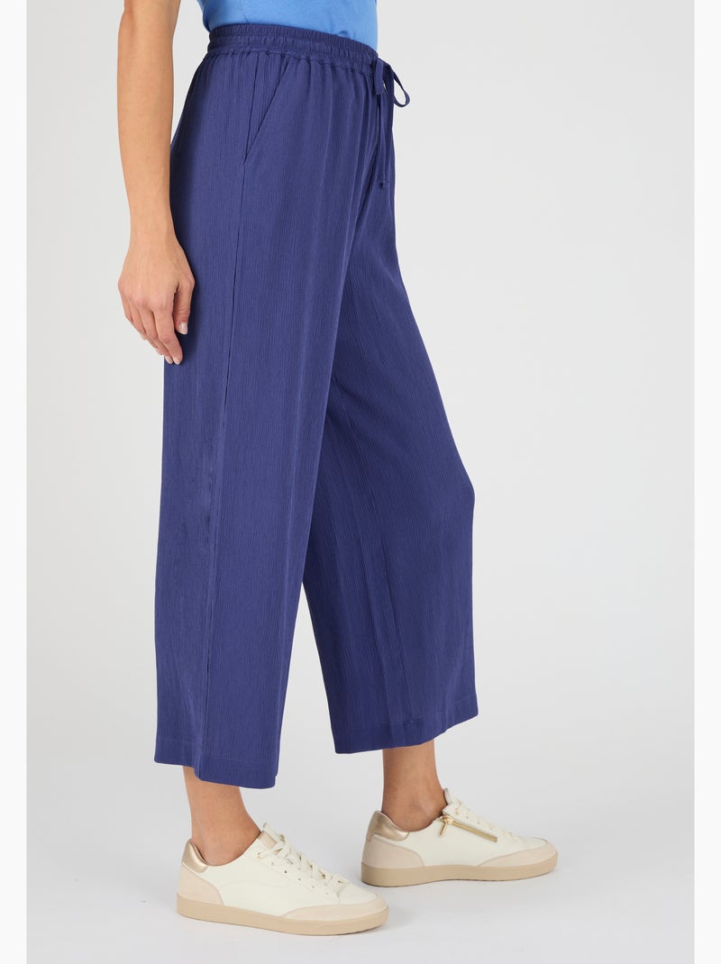 Pantacourt crépon enfilable - Damart Bleu - Kiabi