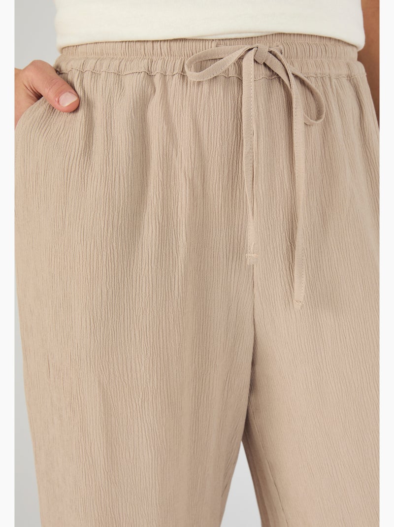 Pantacourt crépon enfilable - Damart Marron - Kiabi