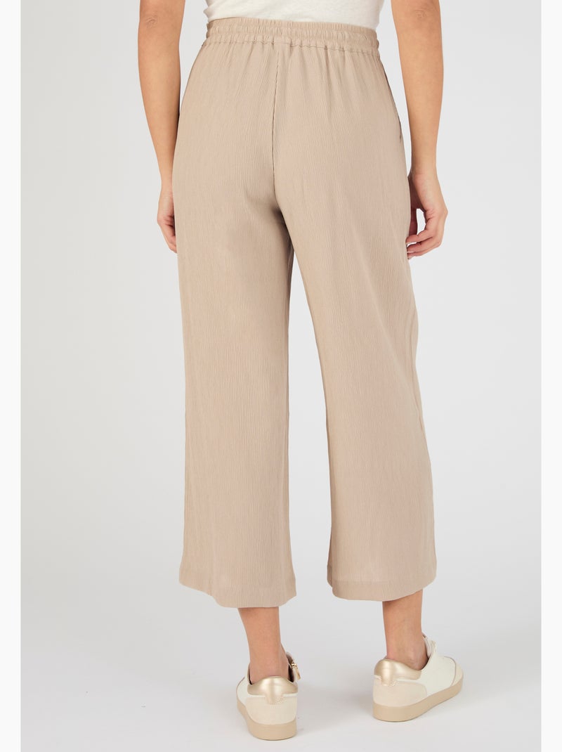 Pantacourt crépon enfilable - Damart Marron - Kiabi