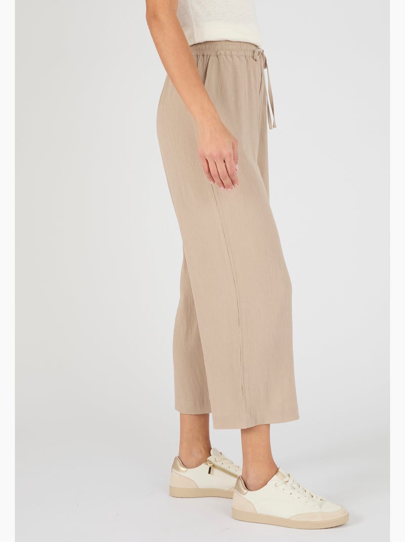 Pantacourt crépon enfilable - Damart Marron - Kiabi