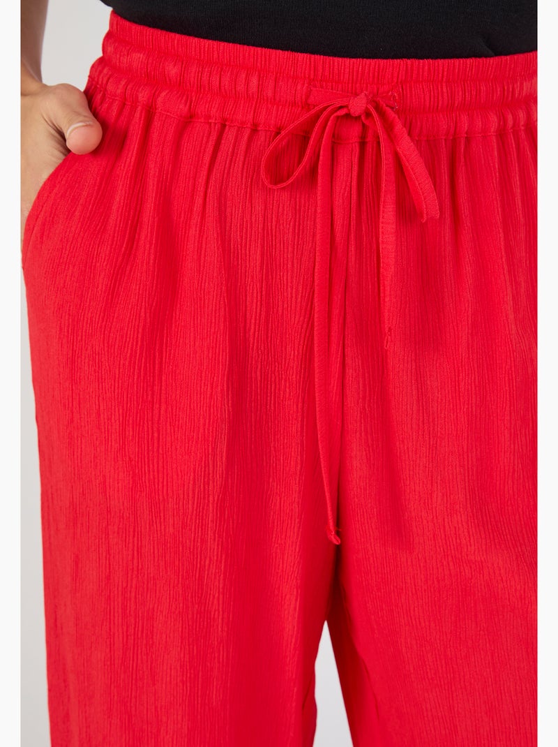 Pantacourt crépon enfilable - Damart Rouge - Kiabi