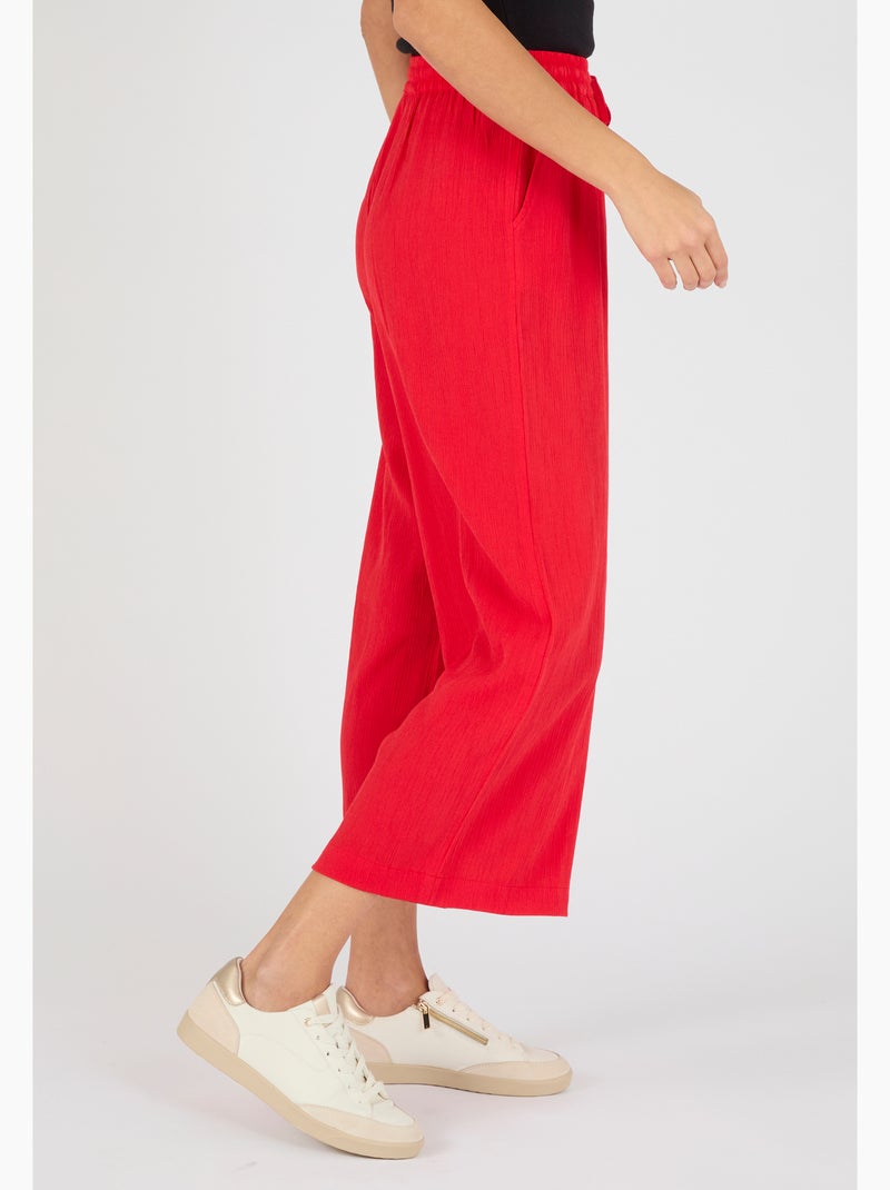 Pantacourt crépon enfilable - Damart Rouge - Kiabi