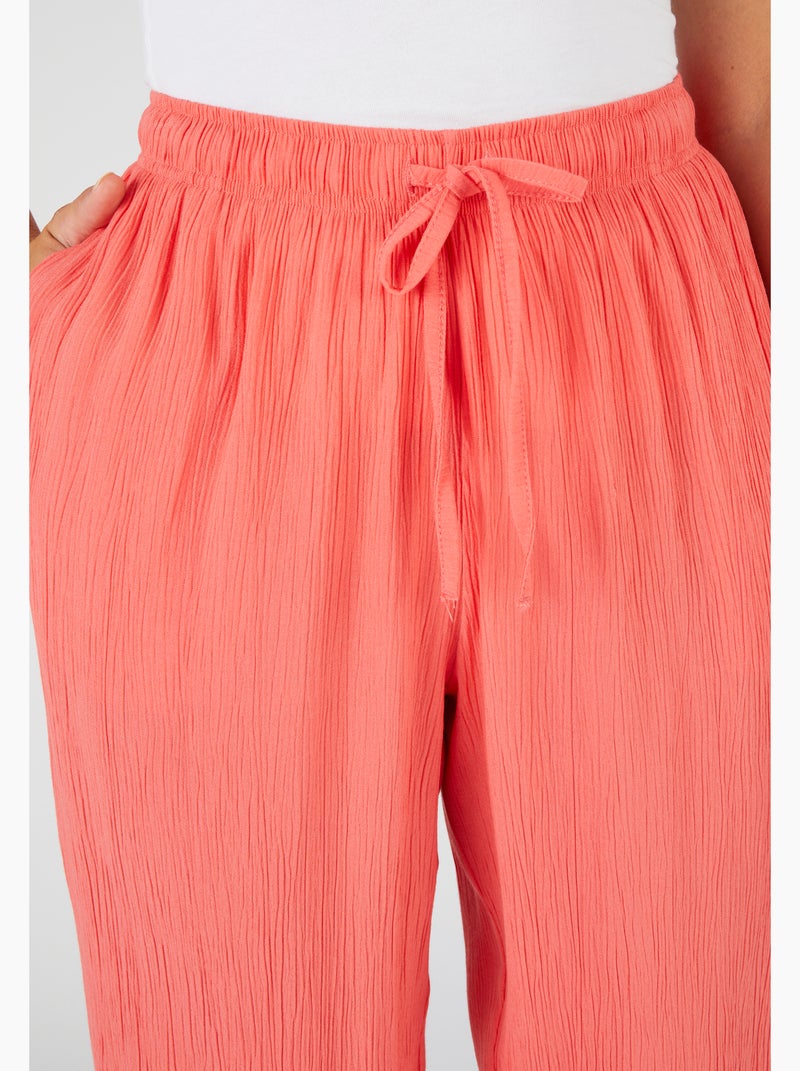 Pantacourt crépon léger - Damart Orange corail - Kiabi