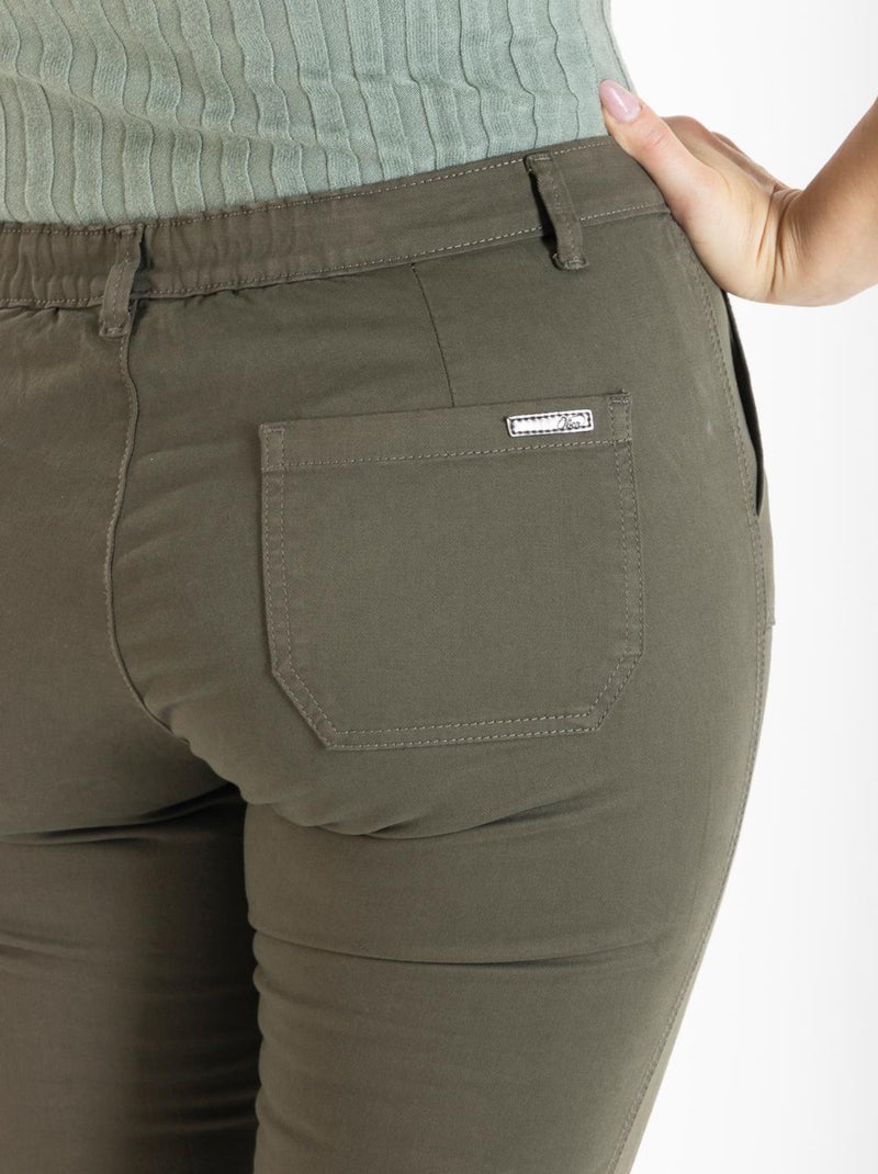 Pantacourt de couleur à revers OBP10 'OBER' Kaki - Kiabi