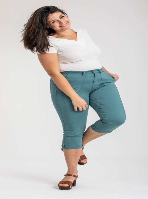 Pantacourt de couleur à revers OBP10 'OBER' - Kiabi