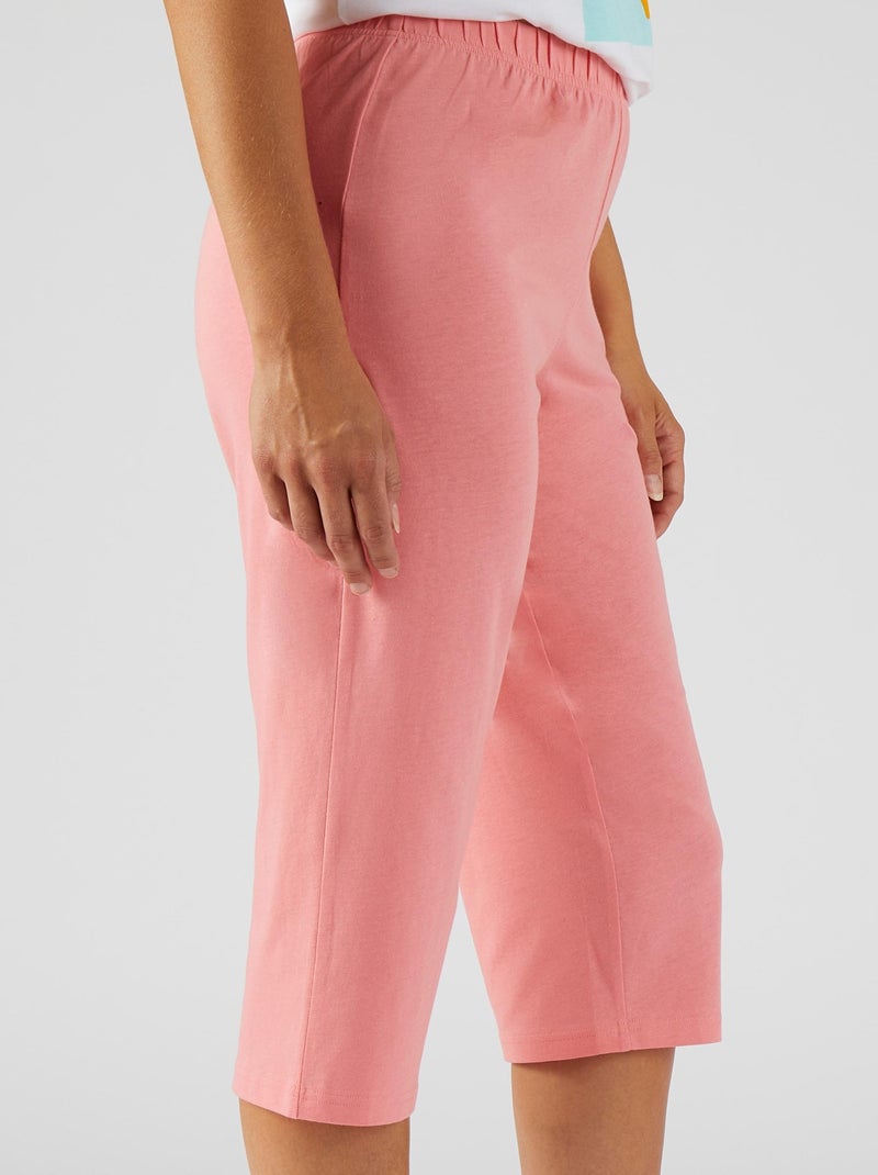Pantacourt de pyjama en pur coton peigné - Damart Rose fushia - Kiabi