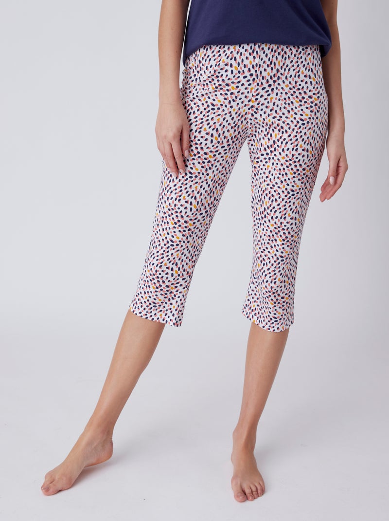Pantacourt de pyjama maille jersey coton peigné - Damart Blanc - Kiabi