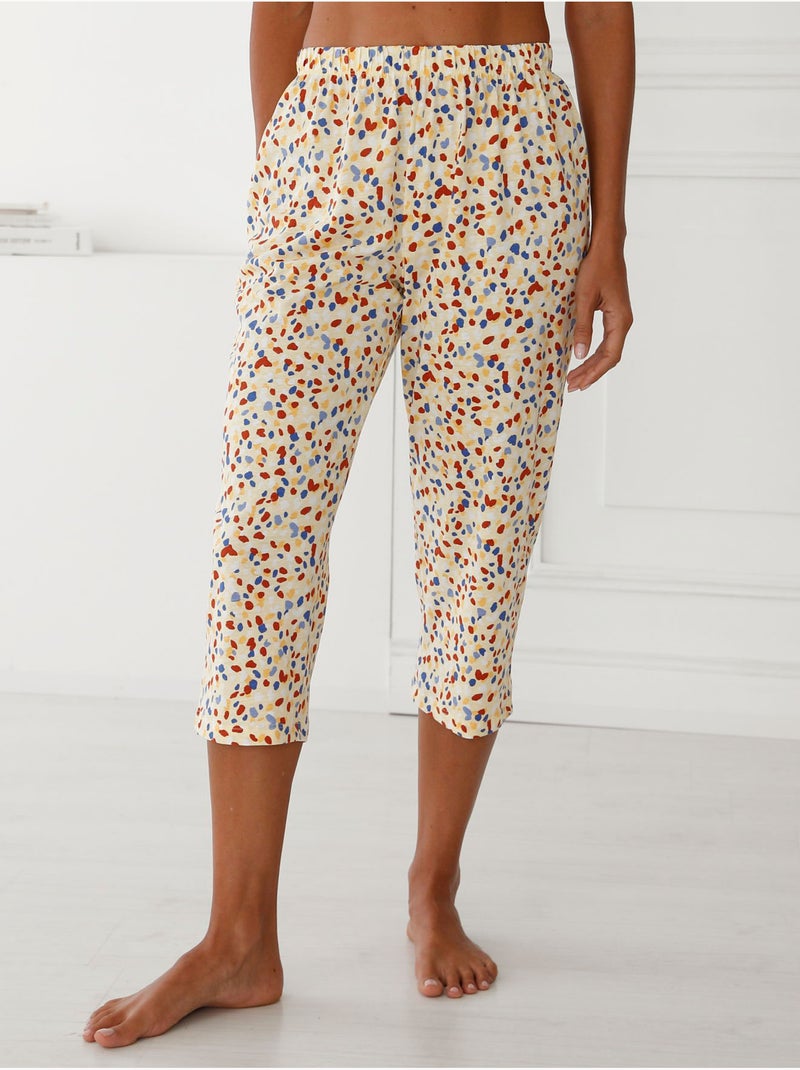 Pantacourt de pyjama pur coton - DAXON Blanc/Jaune/Vert - Kiabi