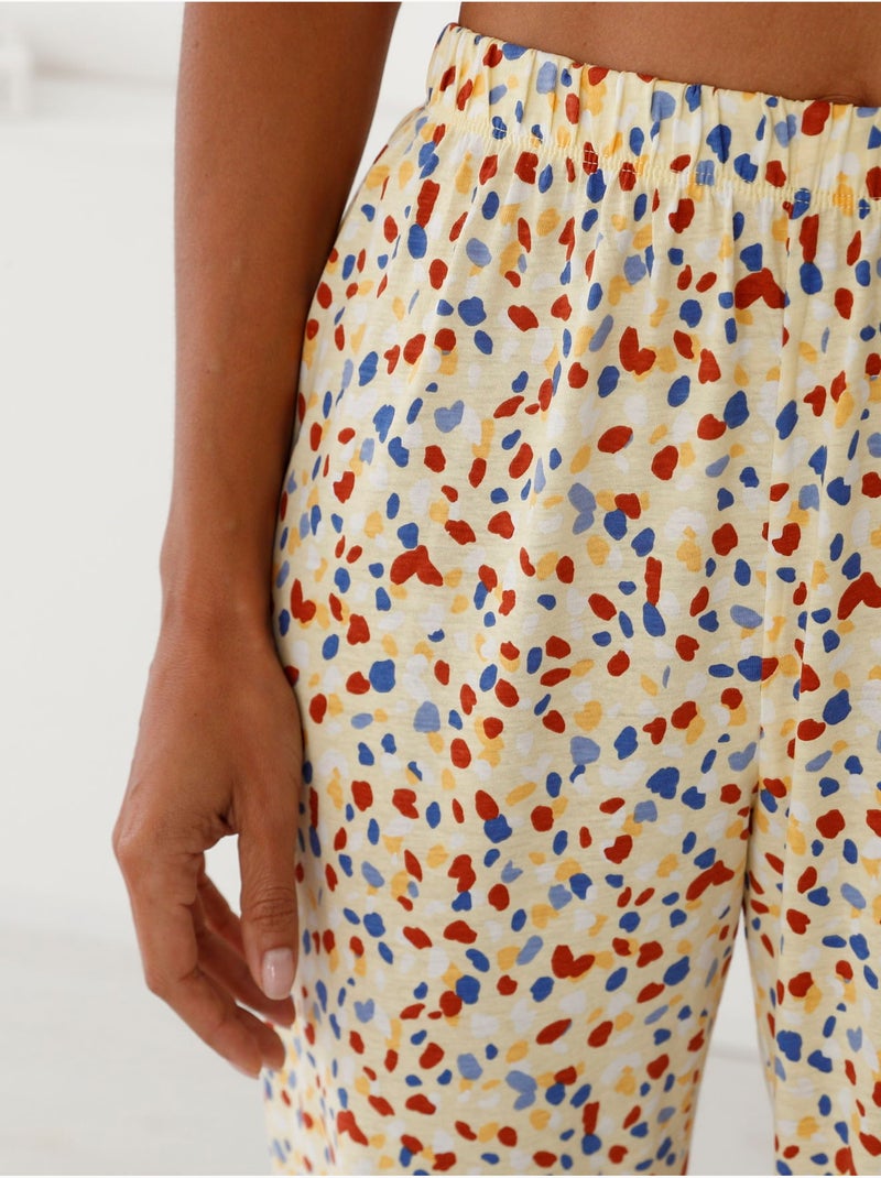 Pantacourt de pyjama pur coton - DAXON Blanc/Jaune/Vert - Kiabi