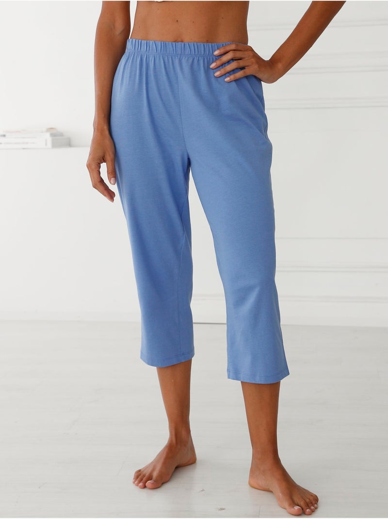 Pantacourt de pyjama pur coton - DAXON Bleu lavande - Kiabi