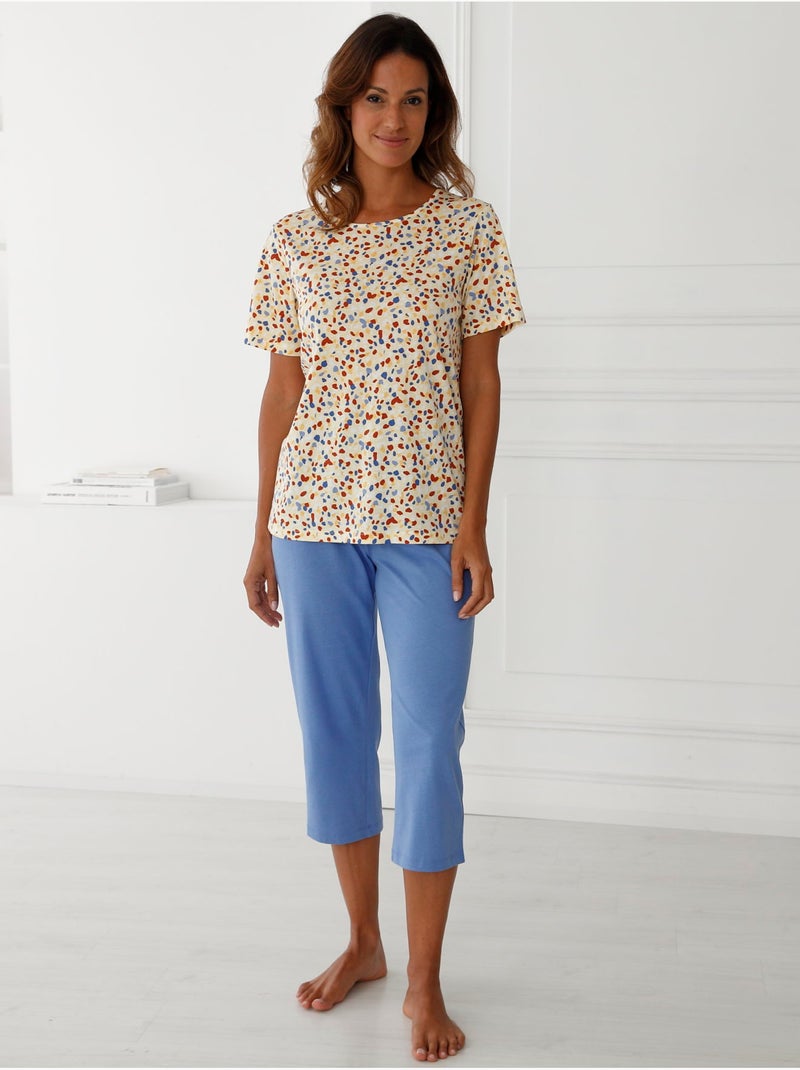 Pantacourt de pyjama pur coton - DAXON Bleu lavande - Kiabi