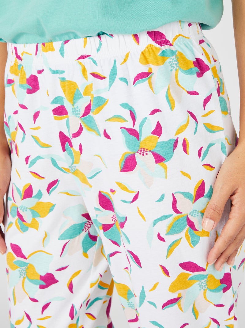 Pantacourt de pyjama pur coton peigné - Damart Blanc - Kiabi