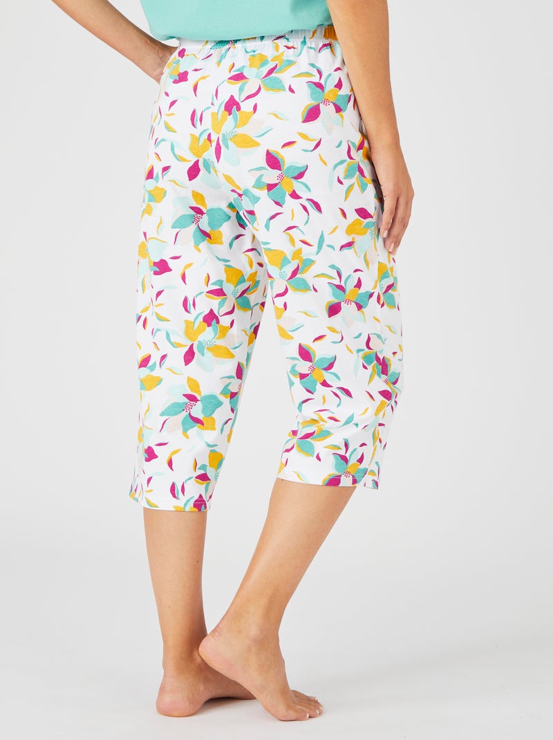 Pantacourt de pyjama pur coton peigné - Damart Blanc - Kiabi